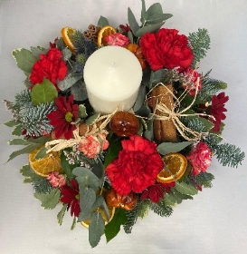 Festive candle arrangement