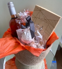 Rose Wine, Chocolates and Teddy Bundle